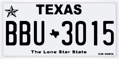 TX license plate BBU3015