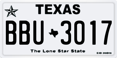 TX license plate BBU3017