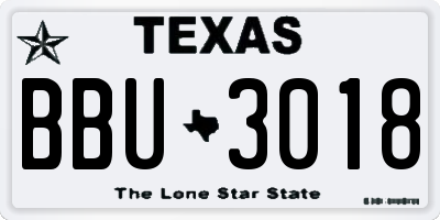 TX license plate BBU3018