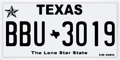 TX license plate BBU3019