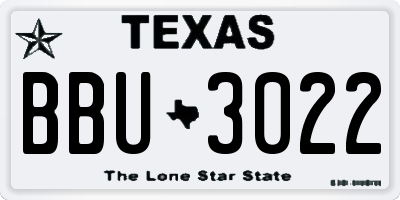 TX license plate BBU3022