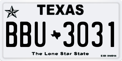 TX license plate BBU3031