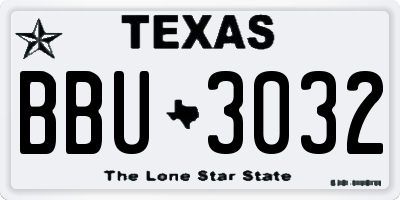 TX license plate BBU3032