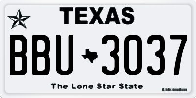 TX license plate BBU3037