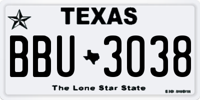 TX license plate BBU3038