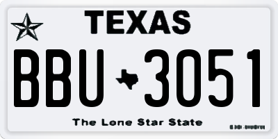 TX license plate BBU3051
