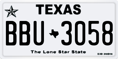 TX license plate BBU3058