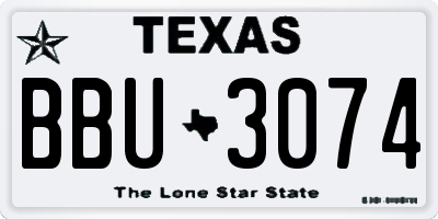 TX license plate BBU3074