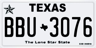 TX license plate BBU3076