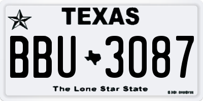 TX license plate BBU3087