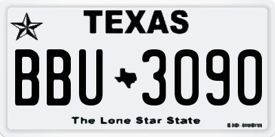 TX license plate BBU3090