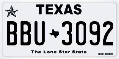 TX license plate BBU3092
