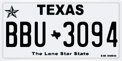 TX license plate BBU3094