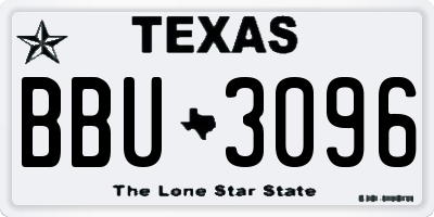 TX license plate BBU3096