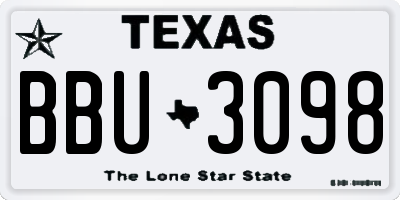 TX license plate BBU3098