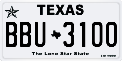 TX license plate BBU3100