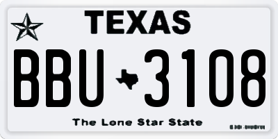TX license plate BBU3108