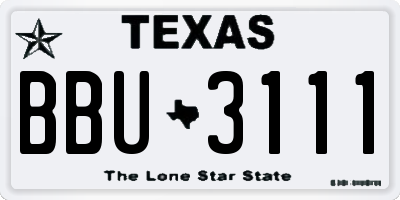 TX license plate BBU3111