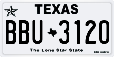 TX license plate BBU3120