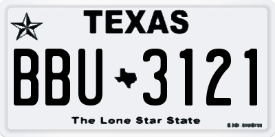 TX license plate BBU3121