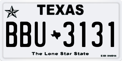 TX license plate BBU3131