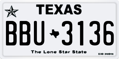 TX license plate BBU3136