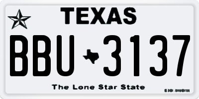 TX license plate BBU3137