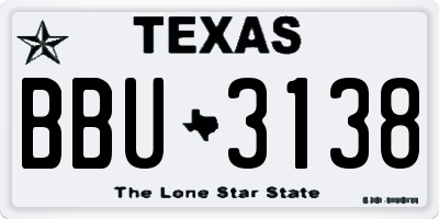 TX license plate BBU3138