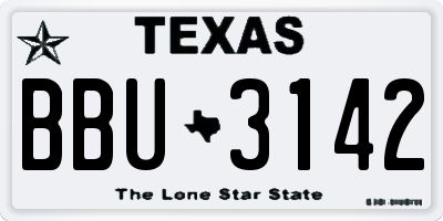 TX license plate BBU3142