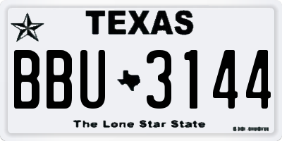 TX license plate BBU3144