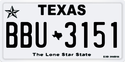 TX license plate BBU3151