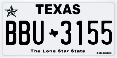 TX license plate BBU3155