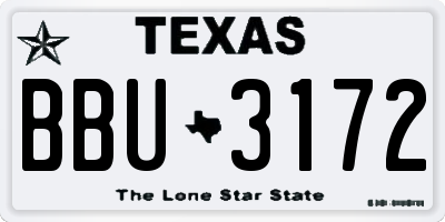 TX license plate BBU3172