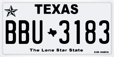 TX license plate BBU3183