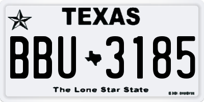 TX license plate BBU3185