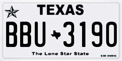 TX license plate BBU3190