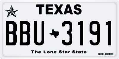 TX license plate BBU3191
