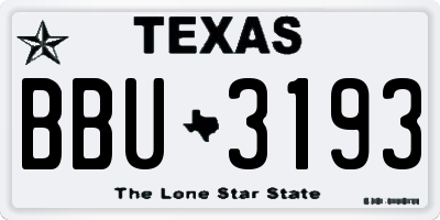 TX license plate BBU3193