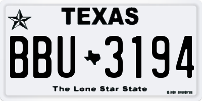 TX license plate BBU3194