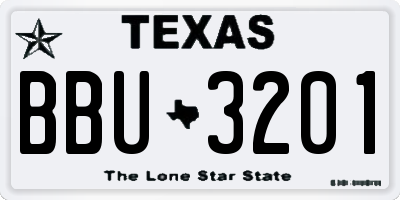 TX license plate BBU3201