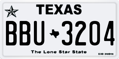 TX license plate BBU3204
