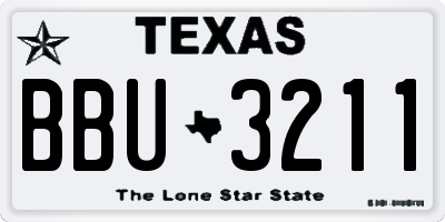 TX license plate BBU3211