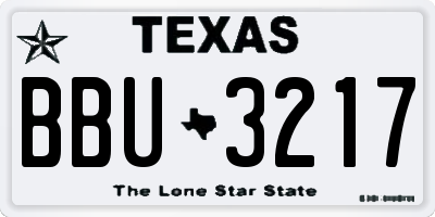 TX license plate BBU3217