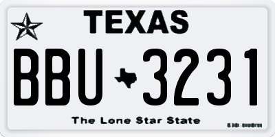 TX license plate BBU3231