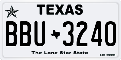 TX license plate BBU3240