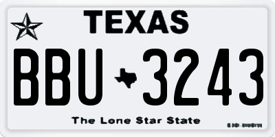 TX license plate BBU3243