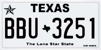 TX license plate BBU3251