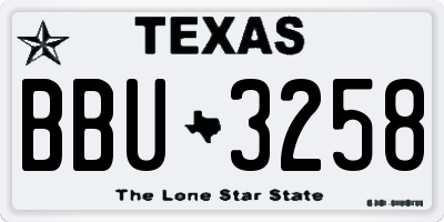 TX license plate BBU3258