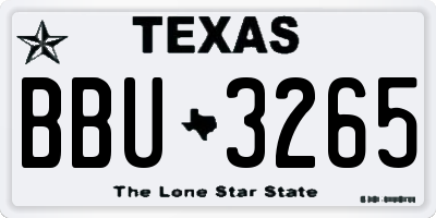 TX license plate BBU3265