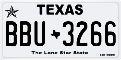 TX license plate BBU3266